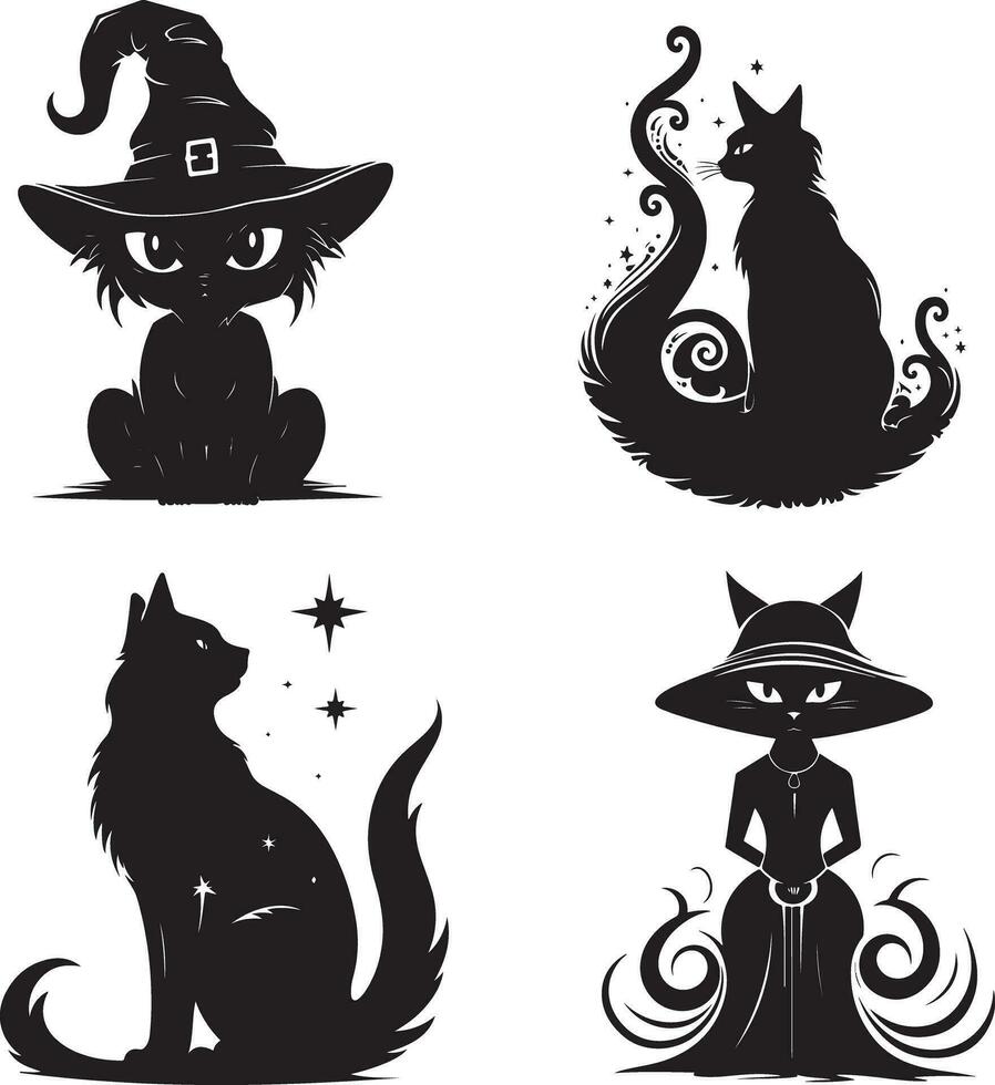 Halloween Black Vector art, Spider, witch , hat, ghost