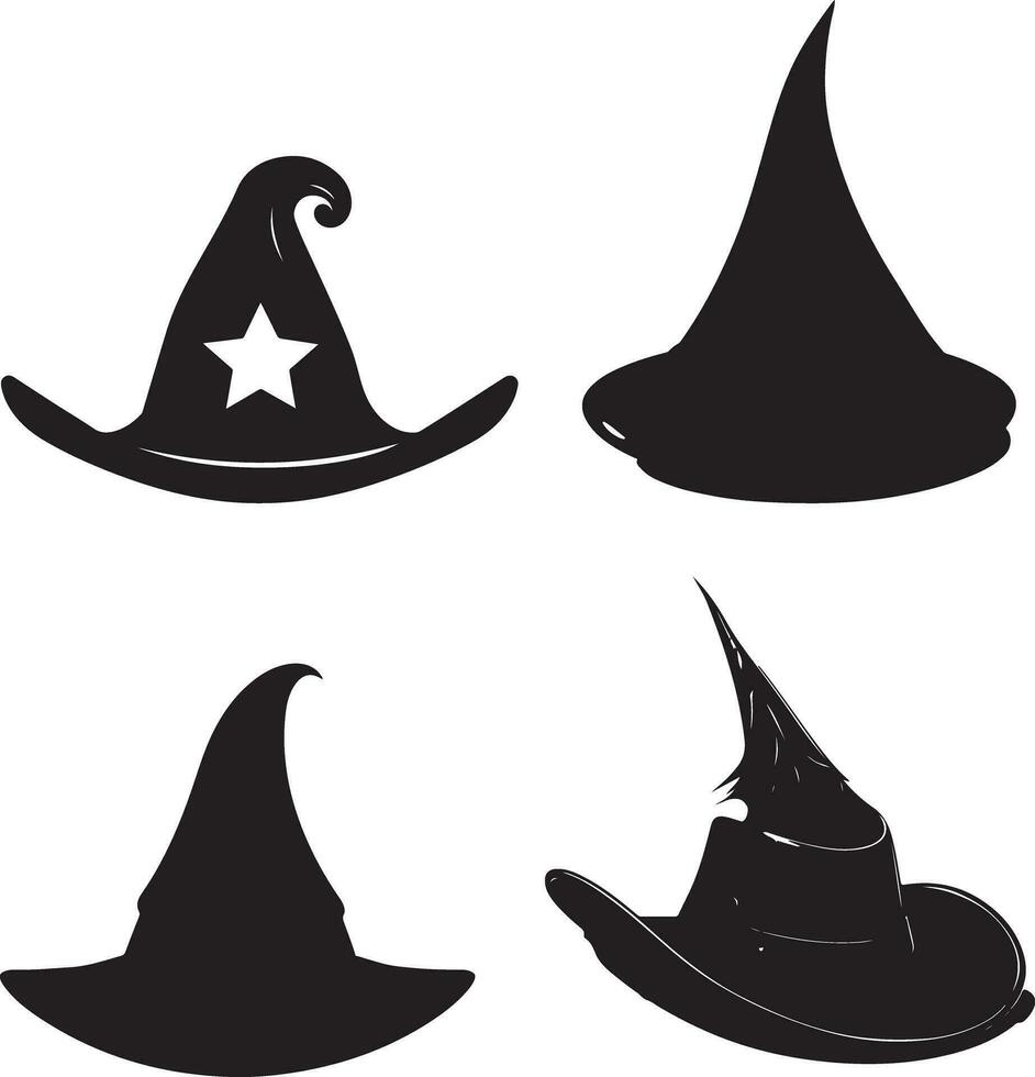 Halloween Black Vector art, Spider, witch , hat, ghost