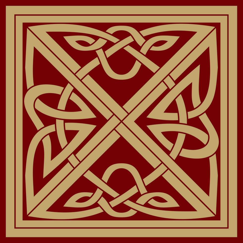Vector gold and red celtic knot. Ornament of ancient European peoples. The sign and symbol of the Irish, Scots, Britons, Franks