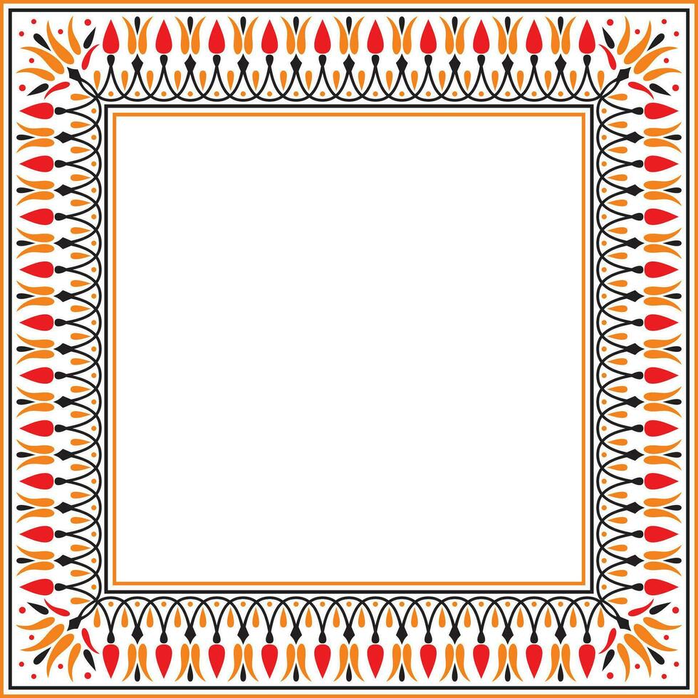 Vector colored square classic Greek meander ornament. Pattern of ancient Greece. Border, frame of the Roman Empire