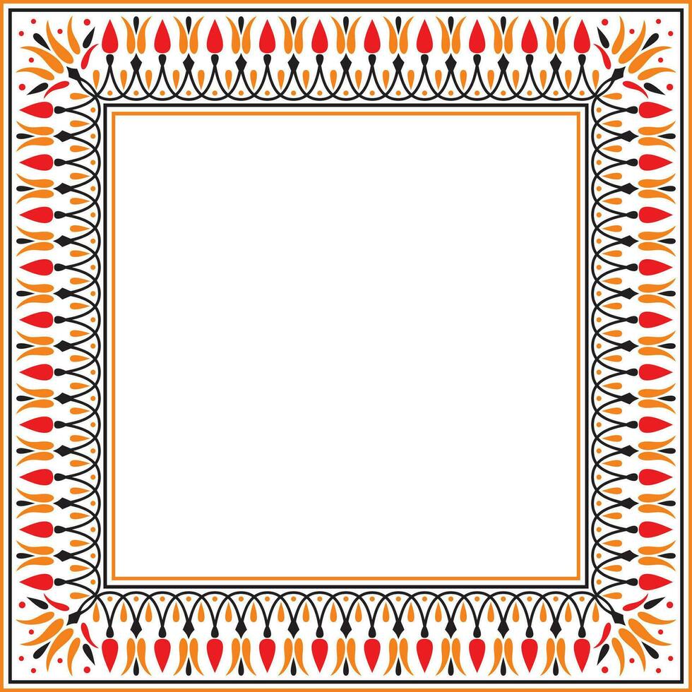 Vector colored square classic Greek meander ornament. Pattern of ancient Greece. Border, frame of the Roman Empire