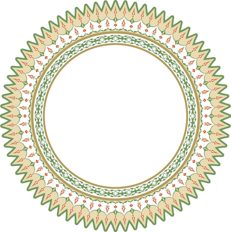 Vector colored round Turkish ornament. Ottoman circle, ring, frame