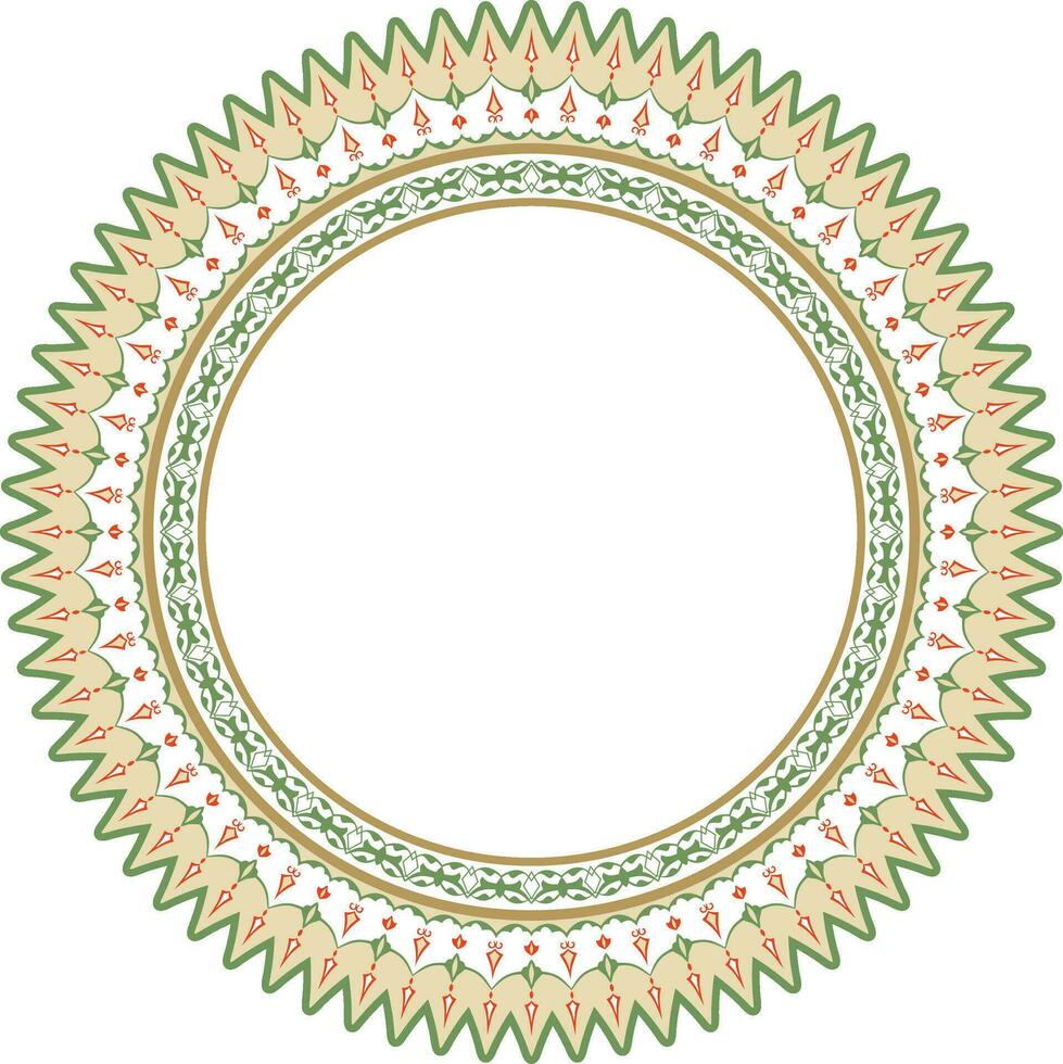 Vector colored round Turkish ornament. Ottoman circle, ring, frame