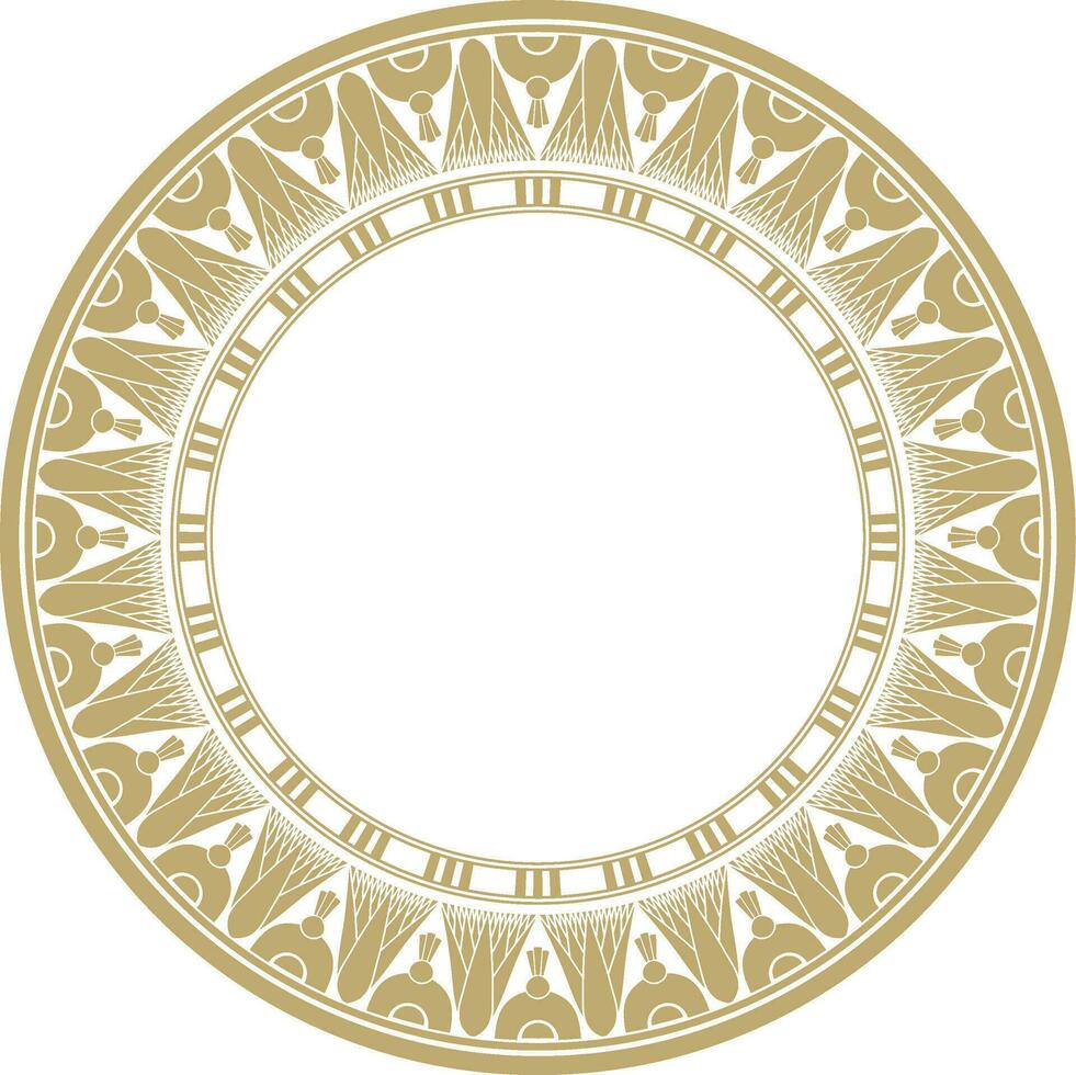 Vector golden round Egyptian ornament. Endless Circle, Ring of Ancient Egypt. Geometric African frame