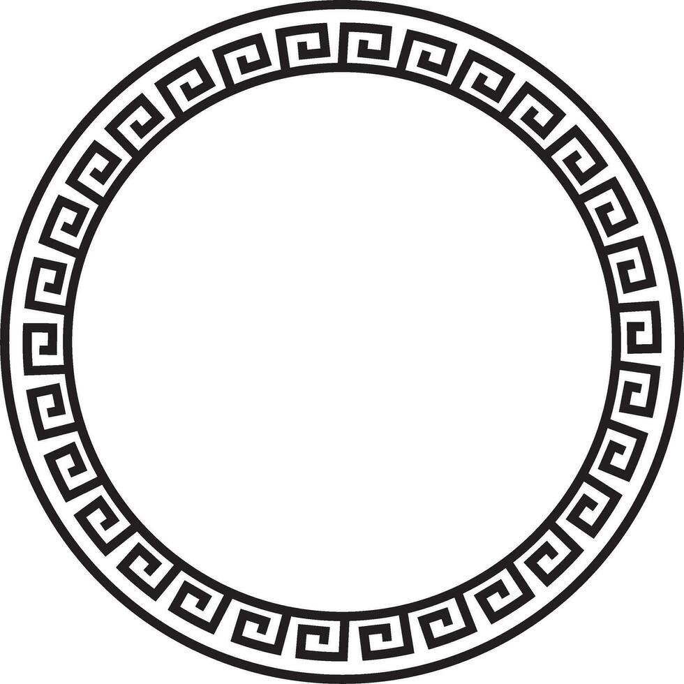 Vector round monochrome classic frame. Greek meander. Patterns of Greece and ancient Rome. Circle european border