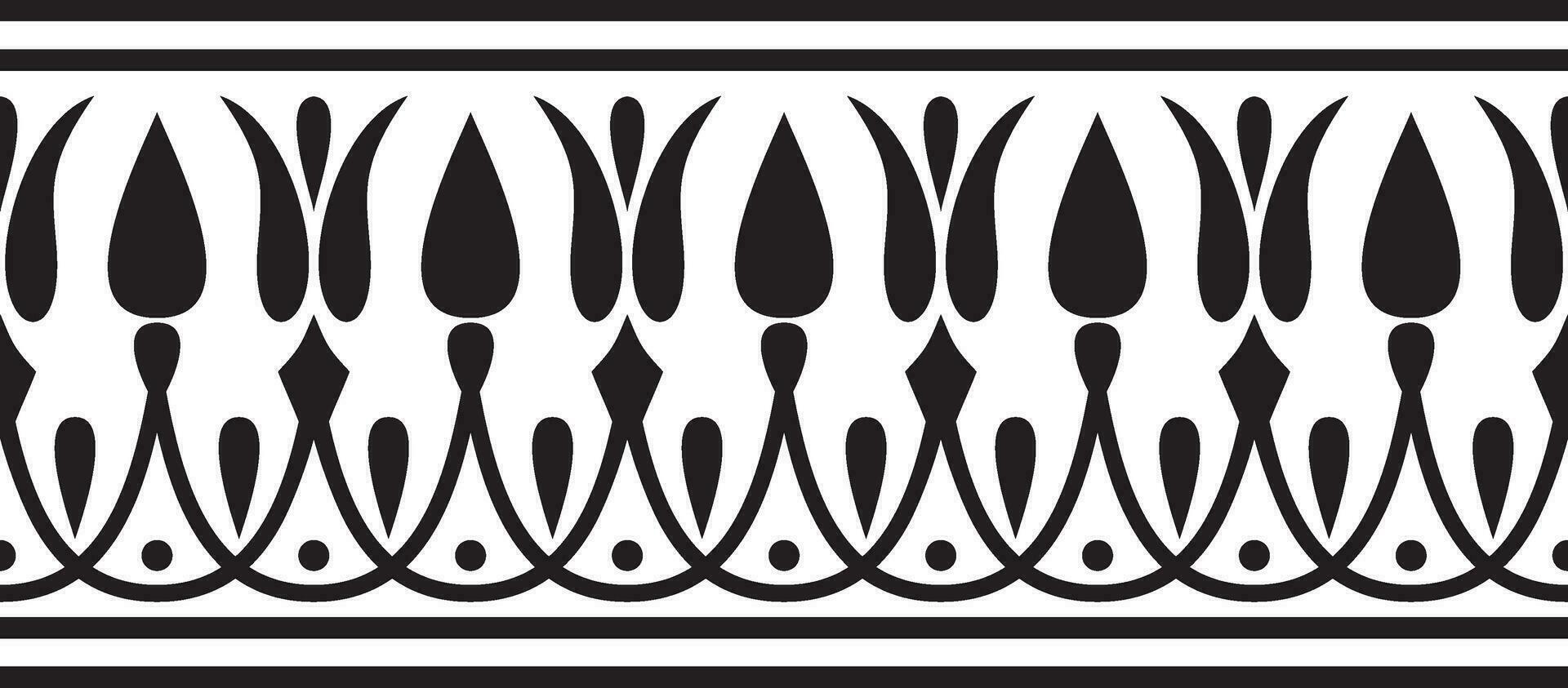 Vector monochrome black seamless classical Greek meander ornament. Pattern of ancient Greece. Border, frame of the Roman Empire