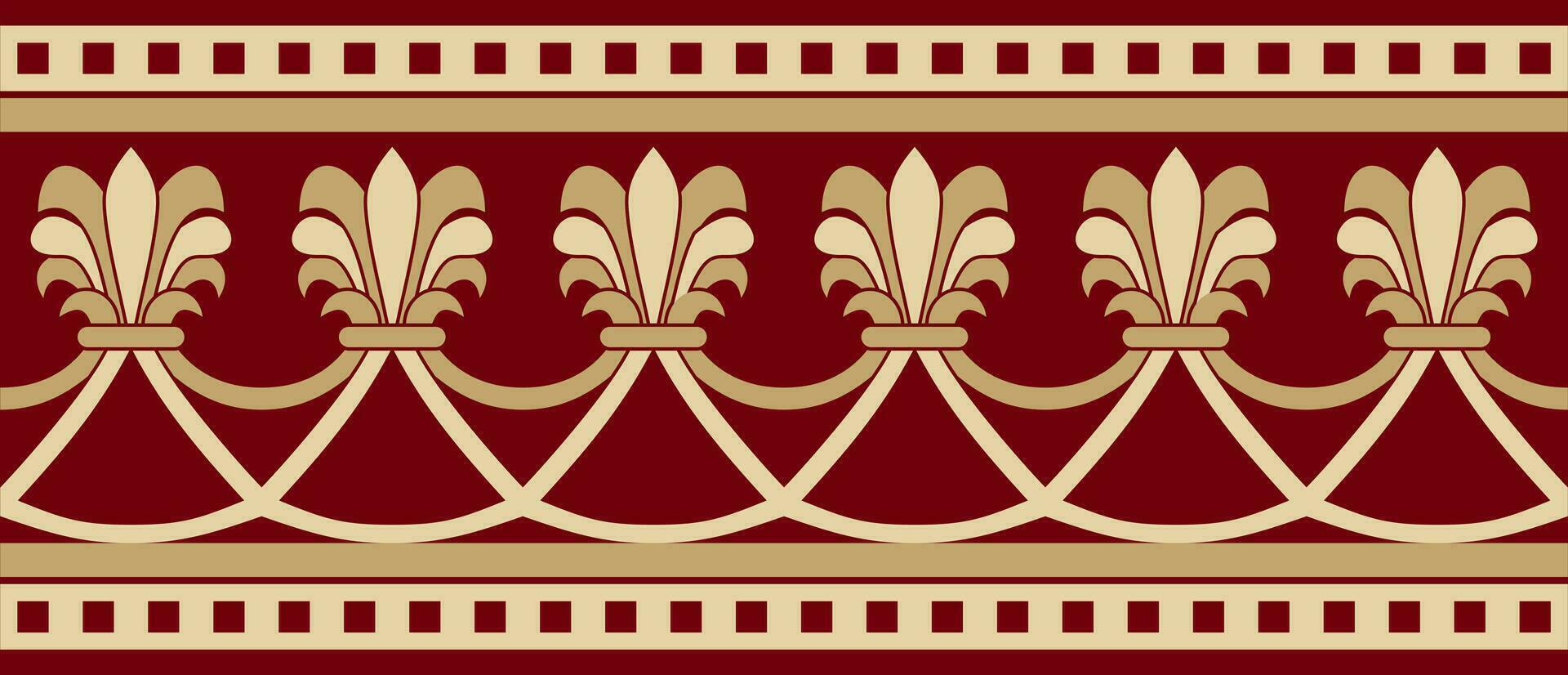 vector interminable rojo y oro nacional persa ornamento. sin costura marco, frontera étnico modelo de iraní civilización