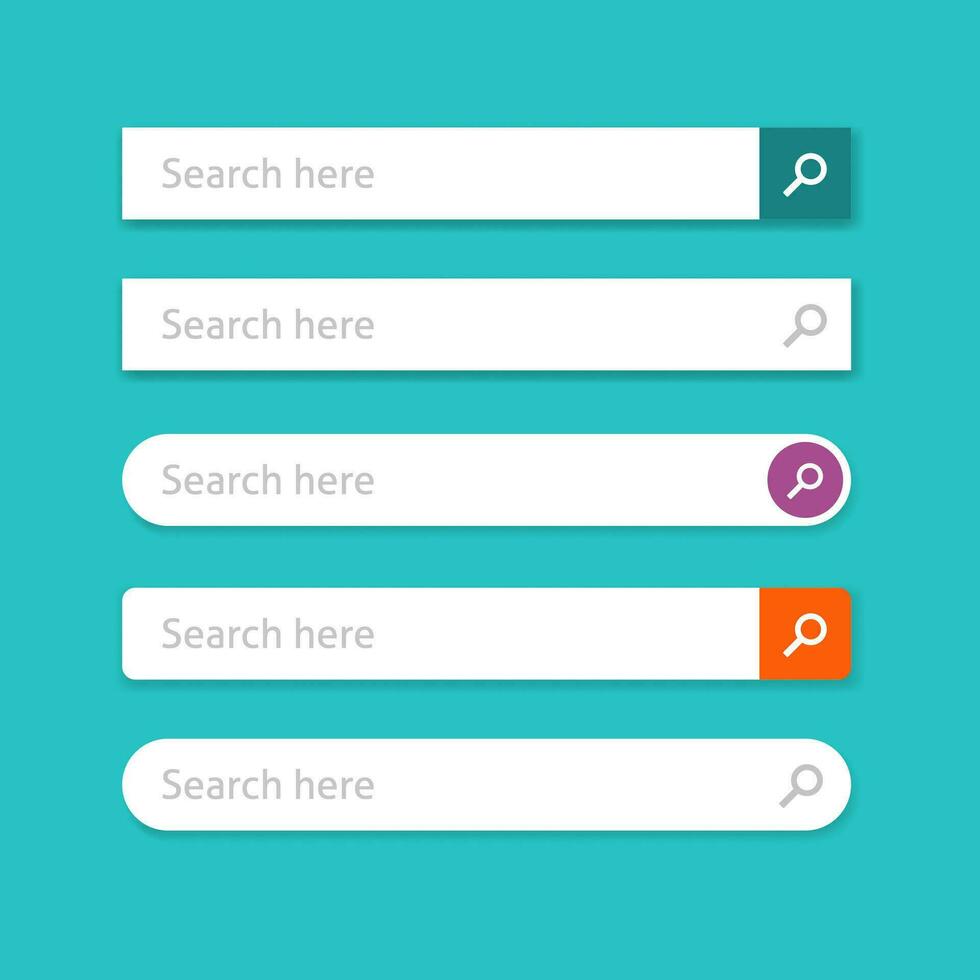 Search bar vector element design, set of web searching boxes with shadow ui website template isolated on blue color background image