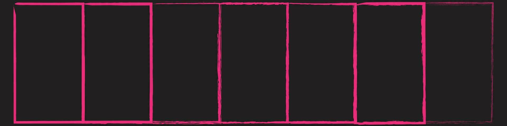 Grunge square and rectangle frames. Ink empty black boxes set. Rectangle borders collections. Rubber square stamp imprint. Vector illustration isolated on white background.