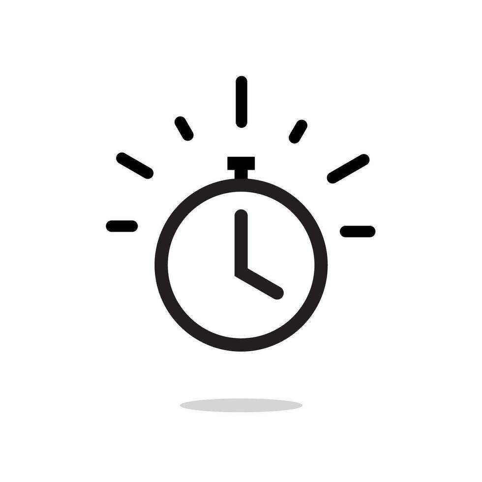 Stopwatch or timer with fast time count down icon vector, line outline chronometer symbol or pictogram vector