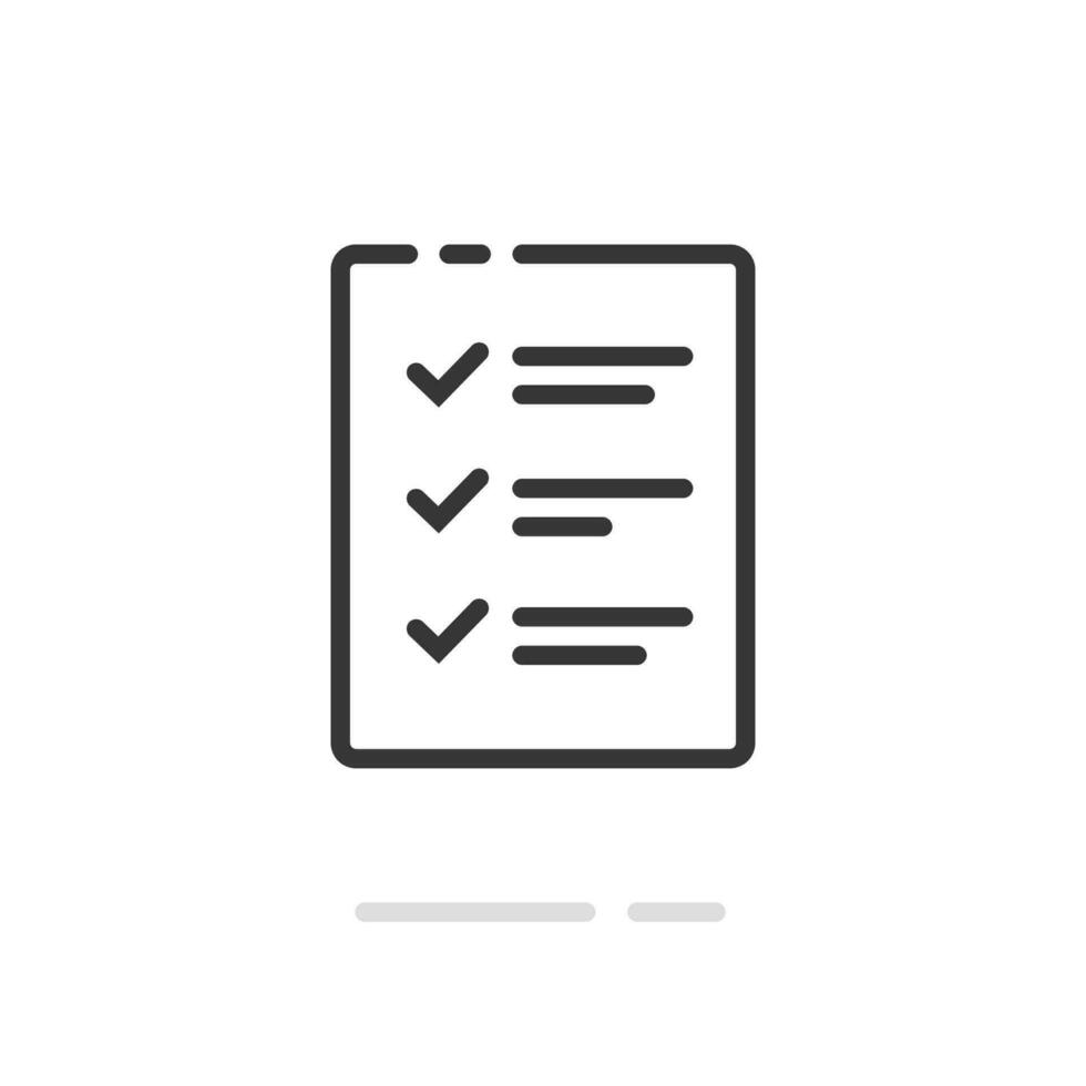 Document list with checkmarks vector icon, line outline checklist form or to do list with completed ticks symbol, idea of survey check or test results report sign, voting or tasks done clipboard image