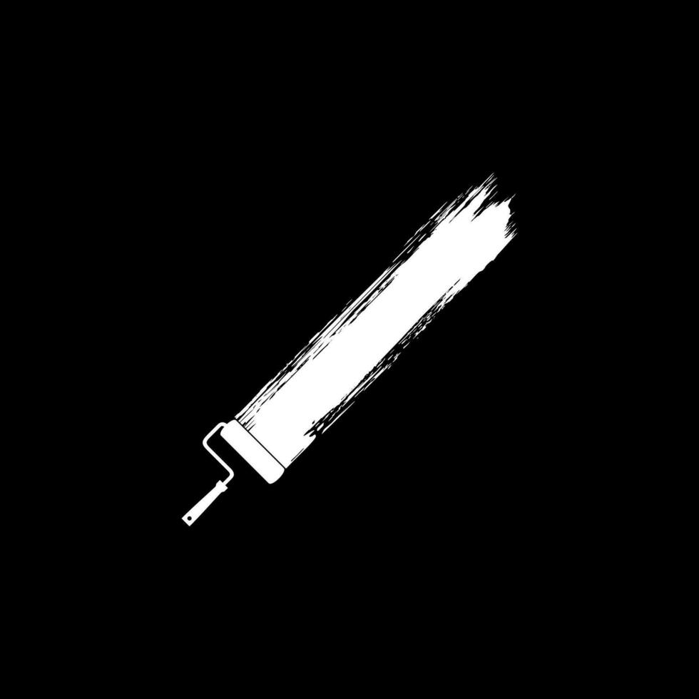 Paint Roller and Brush Stroke Silhouette, can use for template, lay out, background, art illustration,  advertisement space, or graphic design element. Vector Illustration