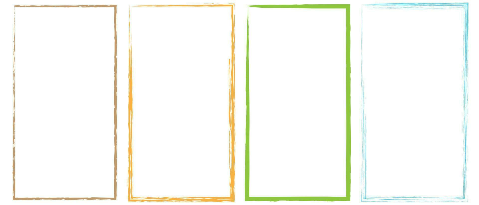 Grunge square and rectangle frames. Ink empty black boxes set. Rectangle borders collections. Rubber square stamp imprint. Vector illustration isolated on white background.