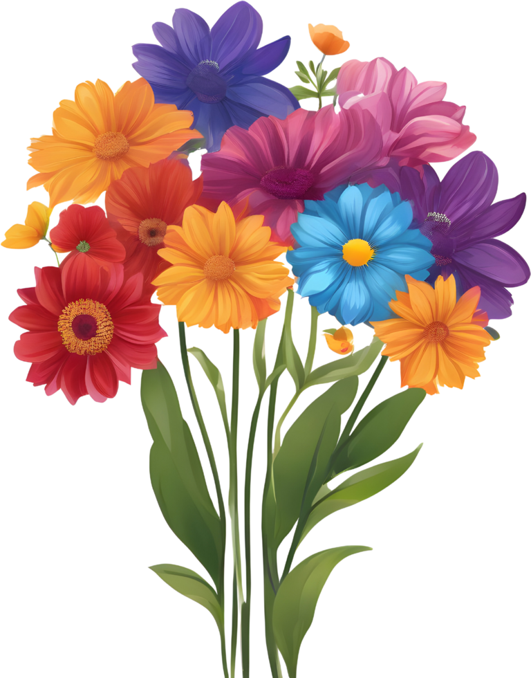 A painting of a rainbow flower. AI-Generated. png