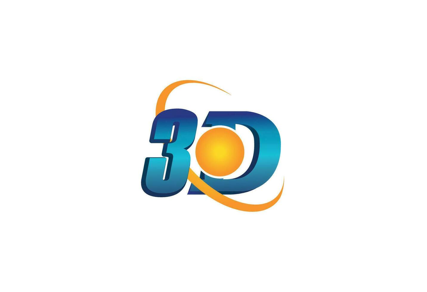 3D logo with sun gradient effect vector