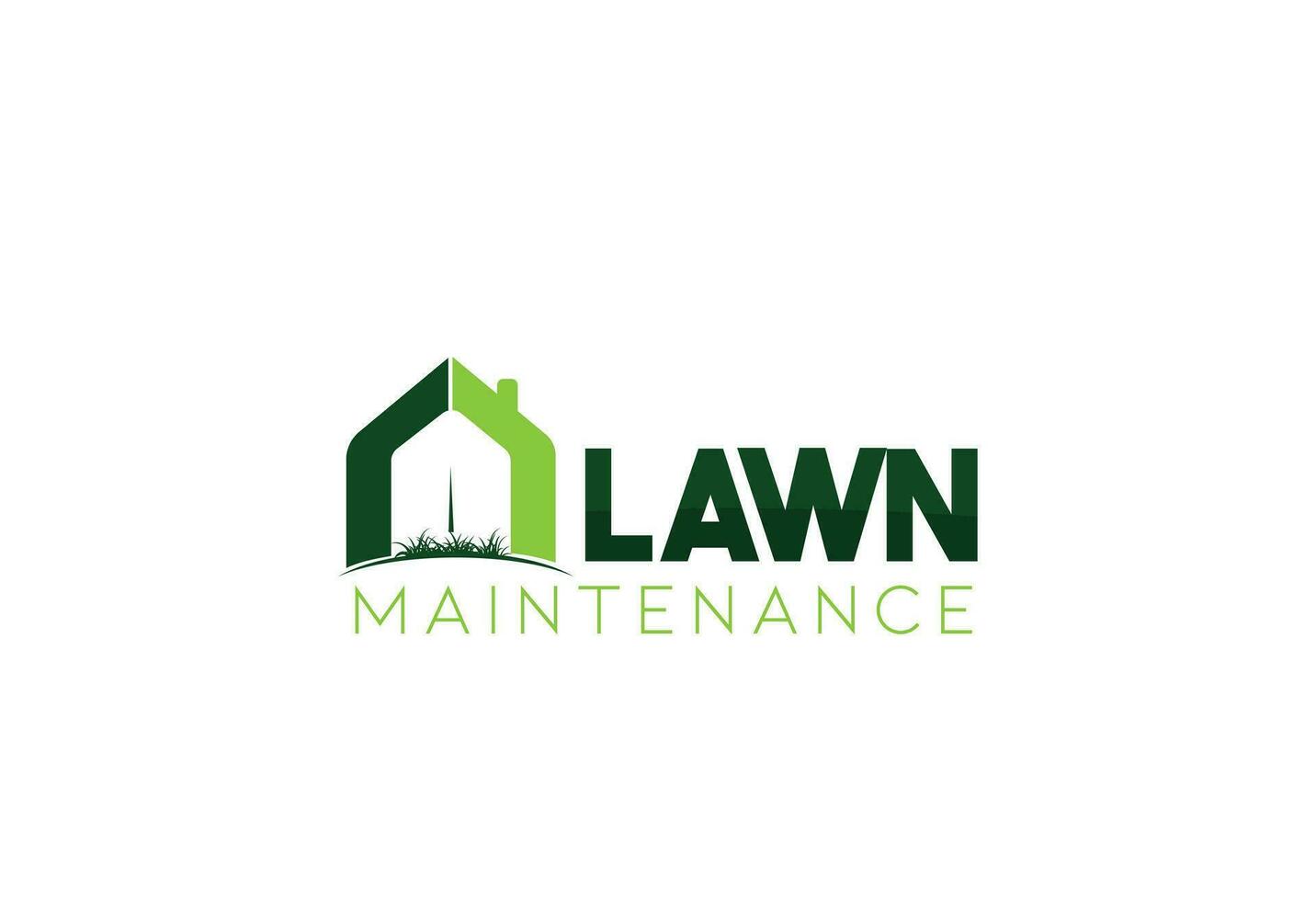 Lawn care logo with home and showel vector