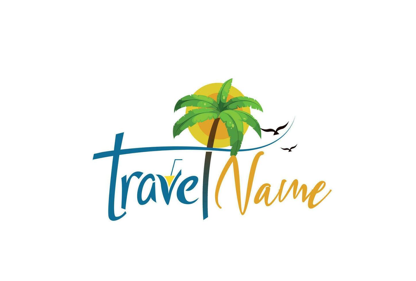 Travel logo with palm tree vector