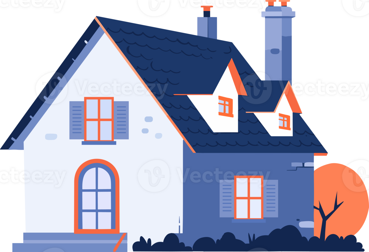 Hand Drawn House building in vintage style in flat style png