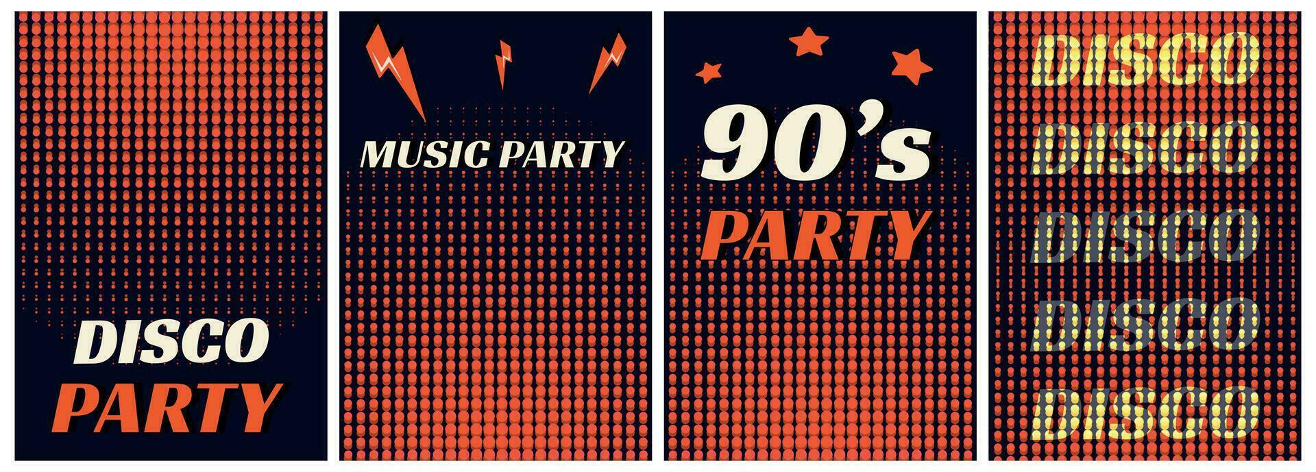 Retro 90s music party poster. Musical festival posters or flyers design template in retro style of 90s.Music disk 90s.Retro 90s Party Invitation Poster Template.Trendy typography cover vector design