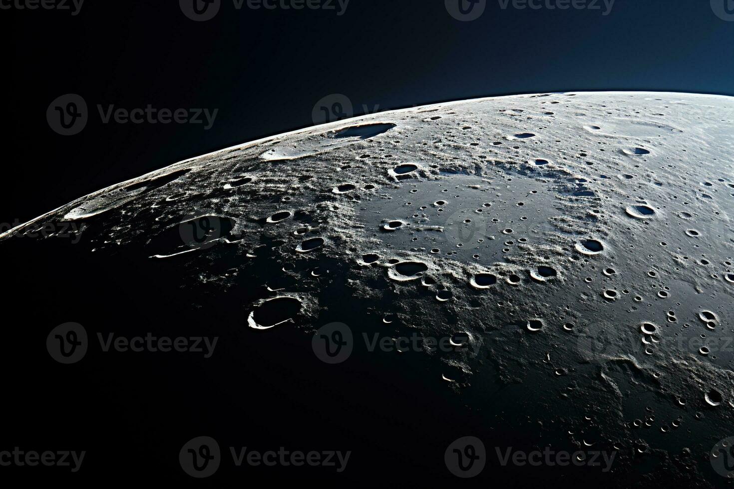 Close-up of the moon through a telescope with craters visible. photo