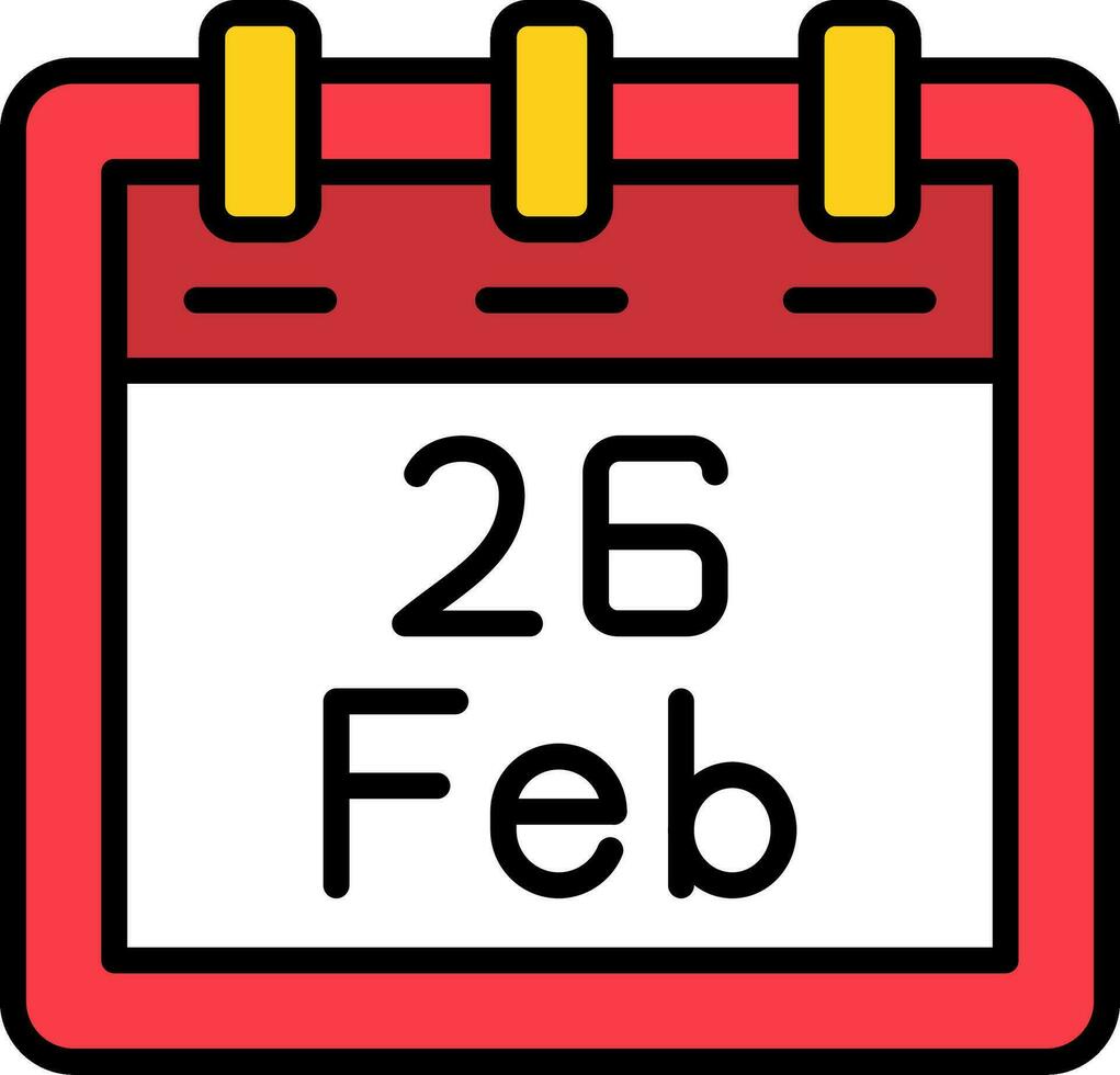 febrero 26 vector icono