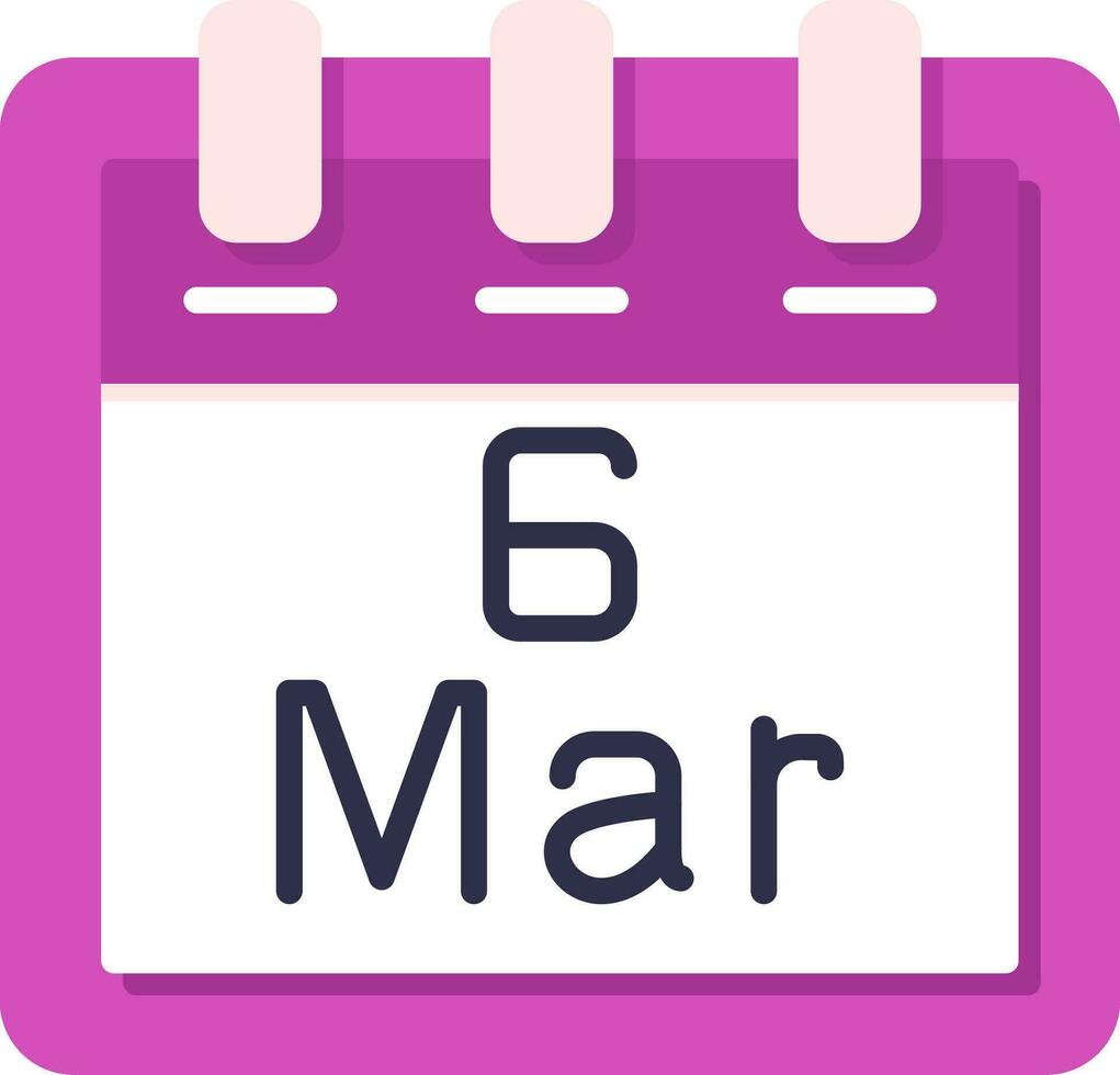 March 6 Vector Icon