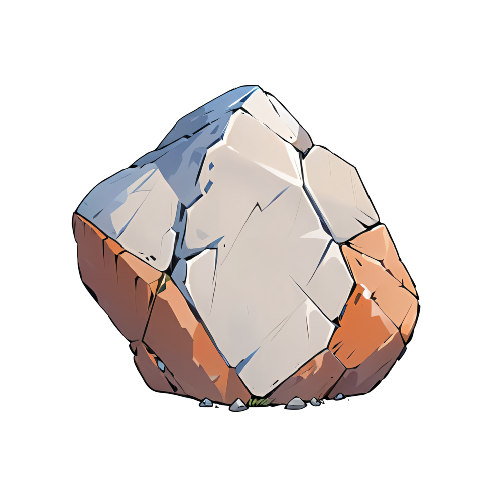 Two Color Rock Asset Hand Drawn Cartoon Style Illustration AI Generated png