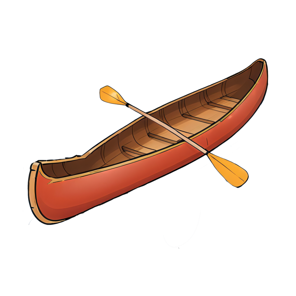 Canoe Boat Hand Drawn Cartoon Style Illustration AI Generated png