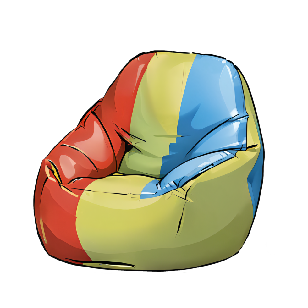Multicolored Bean Bag Chair Hand Drawn Cartoon Style Illustration AI