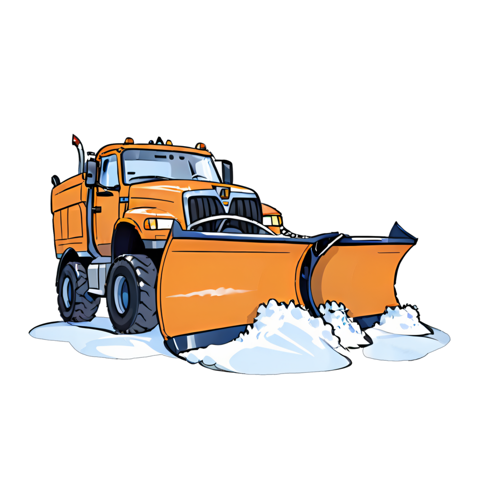 Snow Plow Vehicle Hand Drawn Cartoon Style Illustration AI Generated png