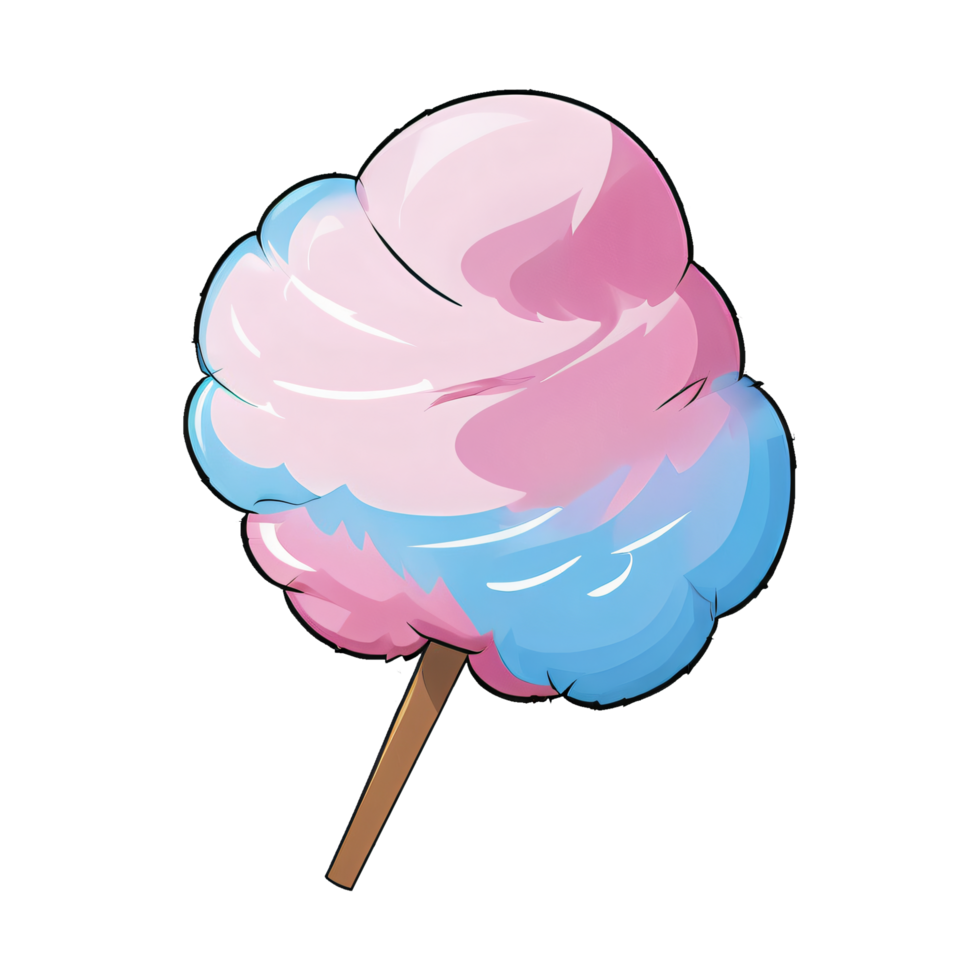 Cotton Candy Hand Drawn Cartoon Style Illustration AI Generated png