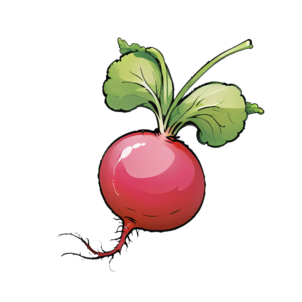 Radish Vegetable Hand Drawn Cartoon Style Illustration AI Generated png