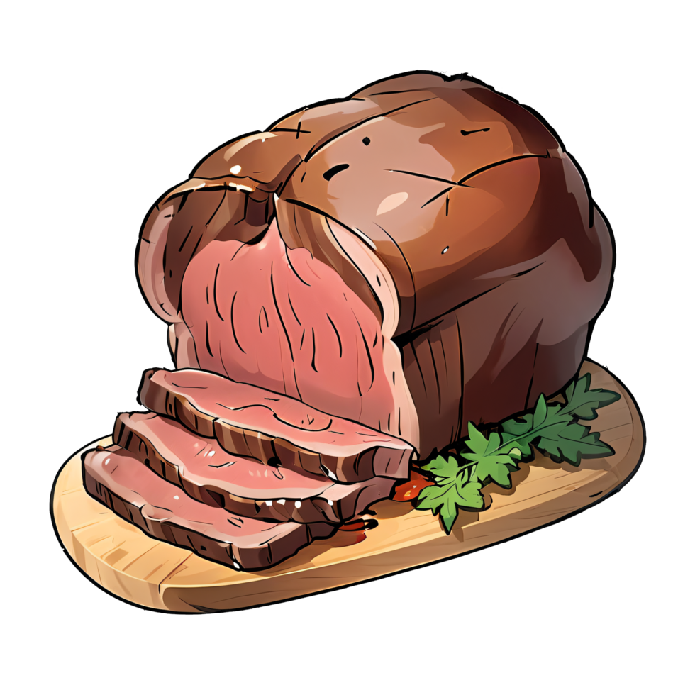 assado carne Comida mão desenhado desenho animado estilo ilustração ai gerado png