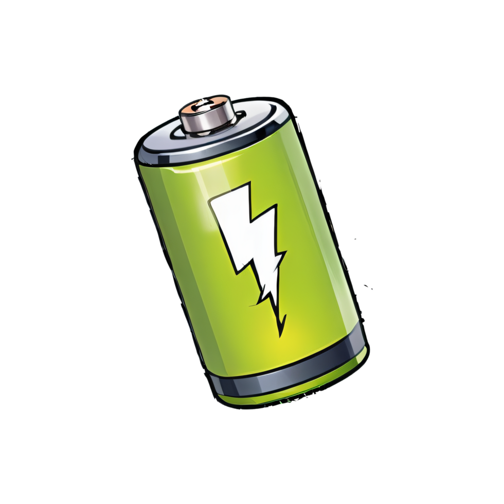 Battery Cell Hand Drawn Cartoon Style Illustration AI Generated png