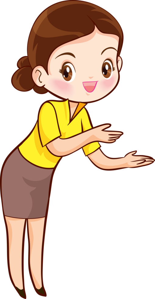 Smiling beautiful woman character in cute actions png