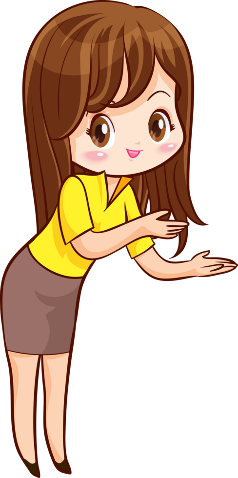 Smiling beautiful woman character in cute actions png