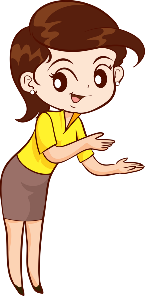 Smiling beautiful woman character in cute actions png