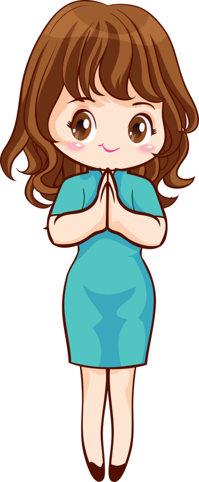 Smiling beautiful woman character in cute actions png