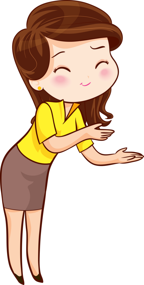 Smiling beautiful woman character in cute actions png