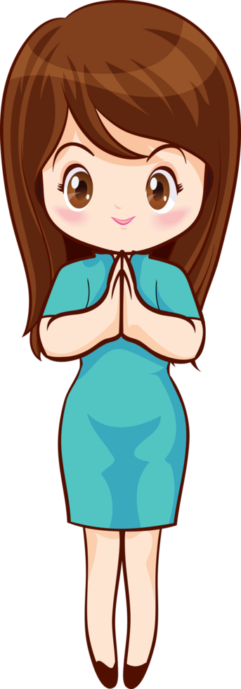 Smiling beautiful woman character in cute actions png