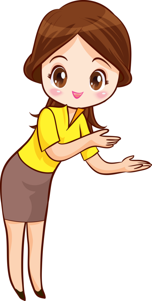 Smiling beautiful woman character in cute actions png