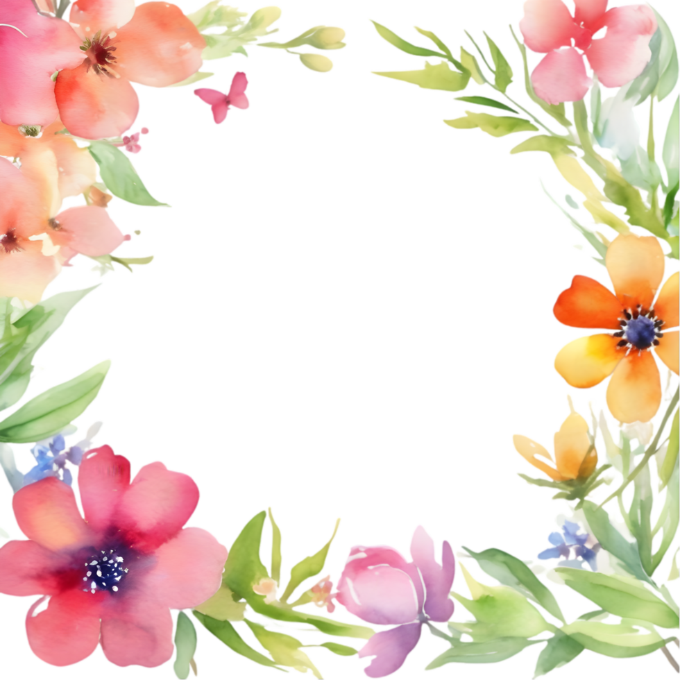 Clipart of watercolor paintings of colorful spring flowers, used for decoration. AI-Generated png