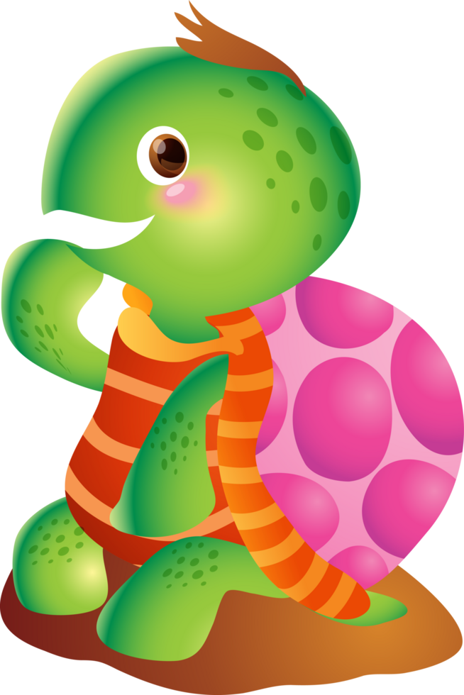Cartoon smiling turtle. Funny little turtles png