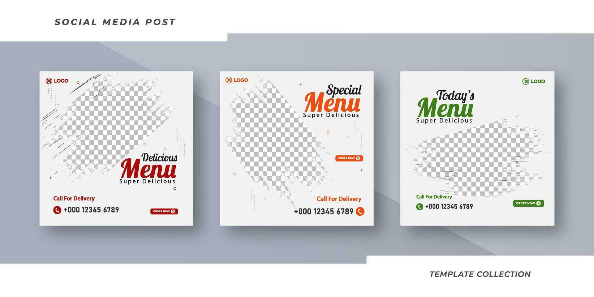 Delicious menu restaurant food banner template, modern vector fast food poster layout. Pro Vector