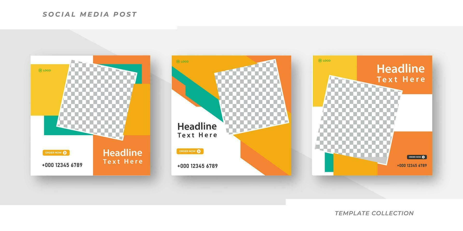 Headline text here Creative social media post template collection Pro Vector