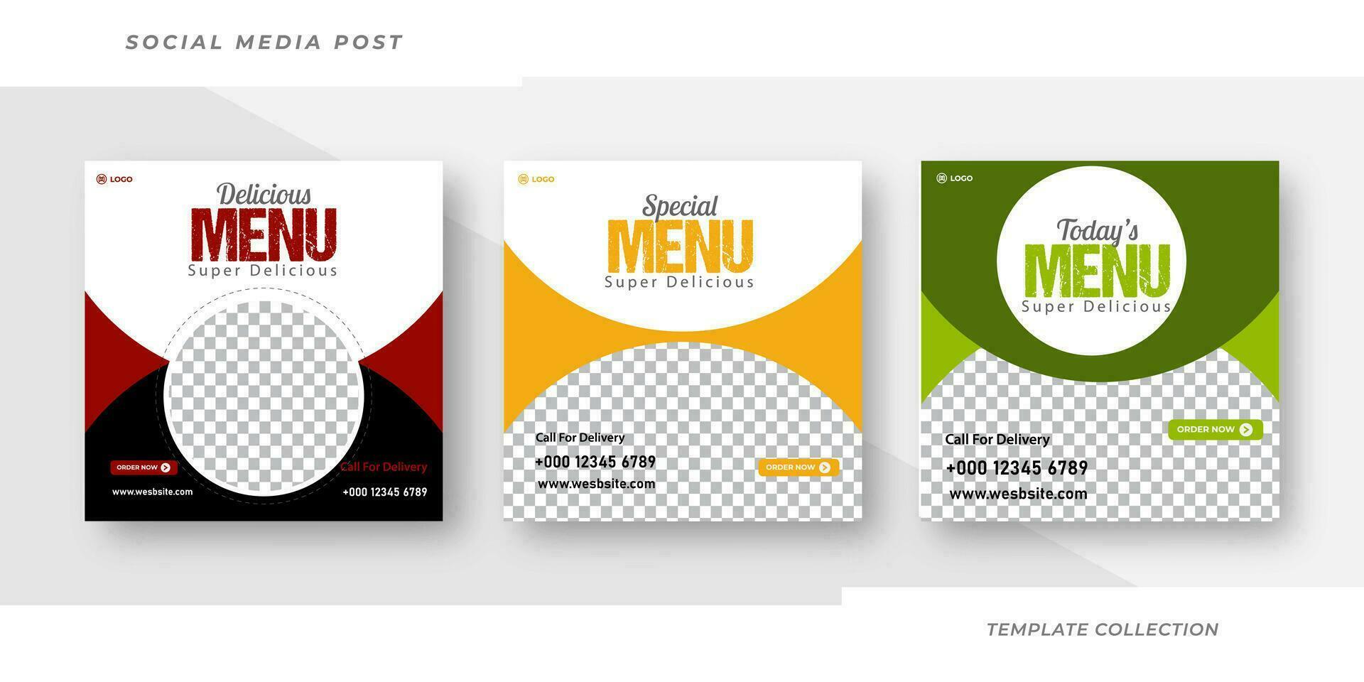 Delicious menu food restaurant social media post and square web banner template Pro Vector