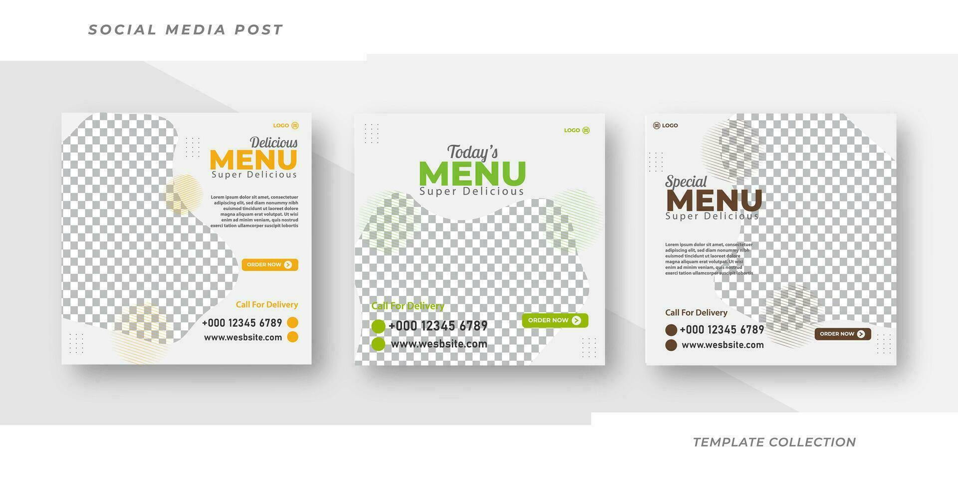 Delicious menu food restaurant social media post and square web banner template Pro Vector