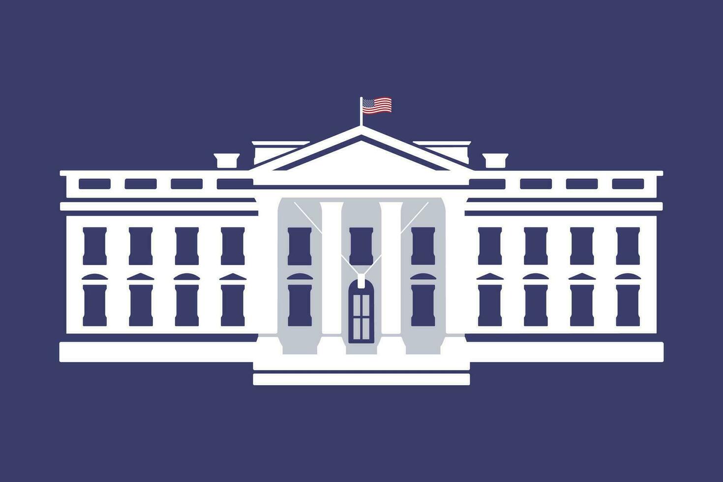 American White House Vector Ilustration, Residence Of The President Of