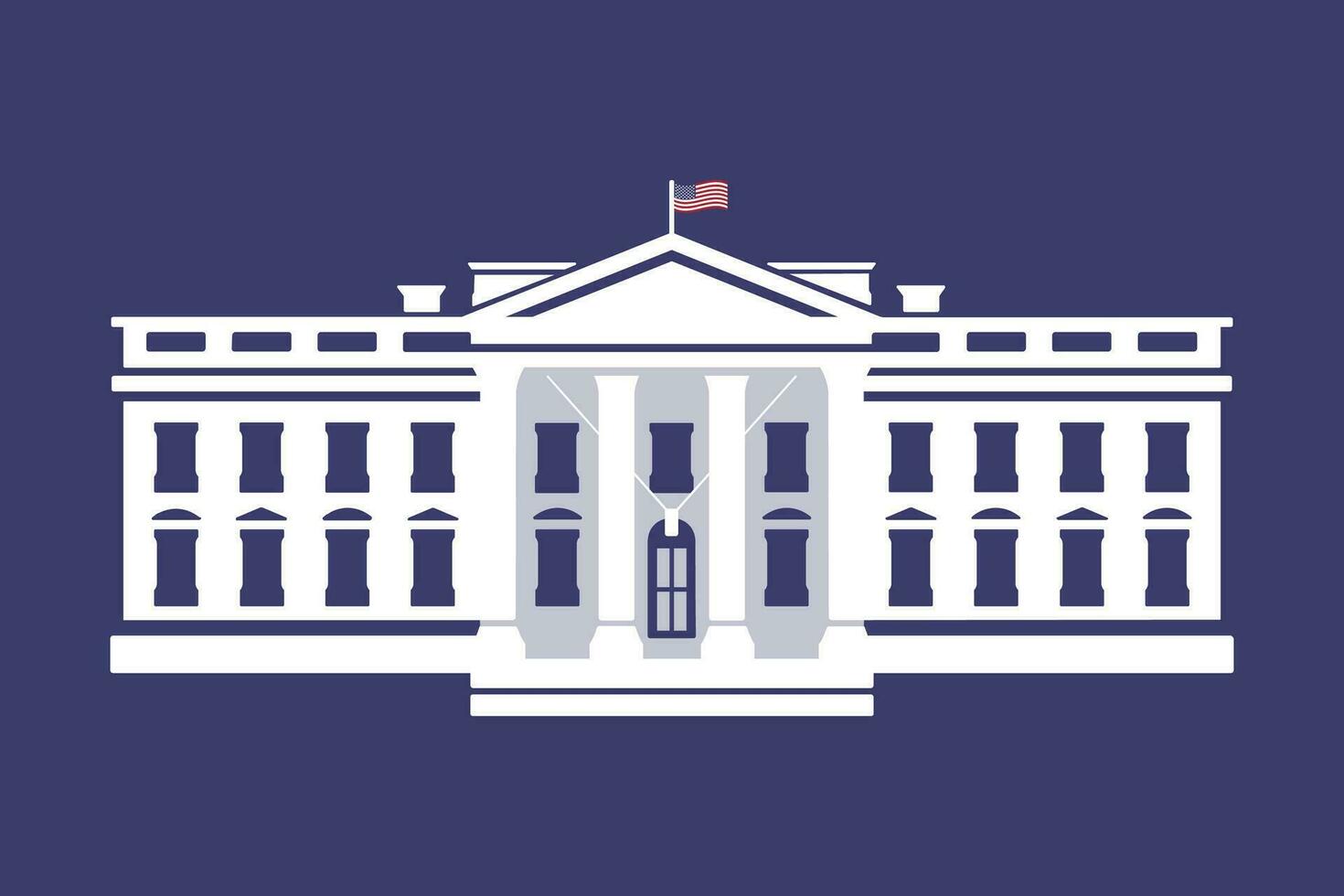 American White House Vector Ilustration, Residence Of The President Of The USA