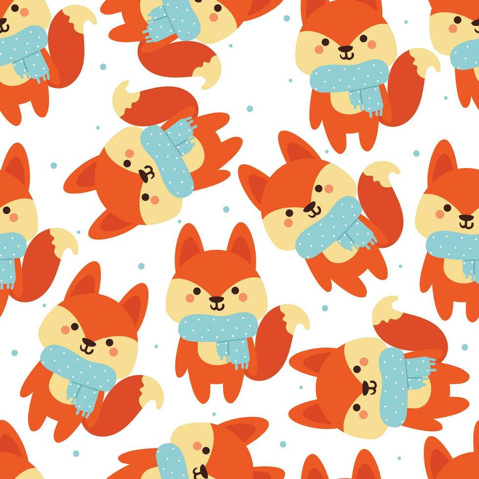 seamless pattern cartoon fox. cute animal wallpaper illustration for gift wrap paper vector